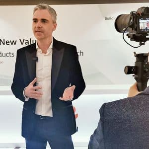 Mike Flache shares insights during a TV and media interview at the 5G bring New Value event, London